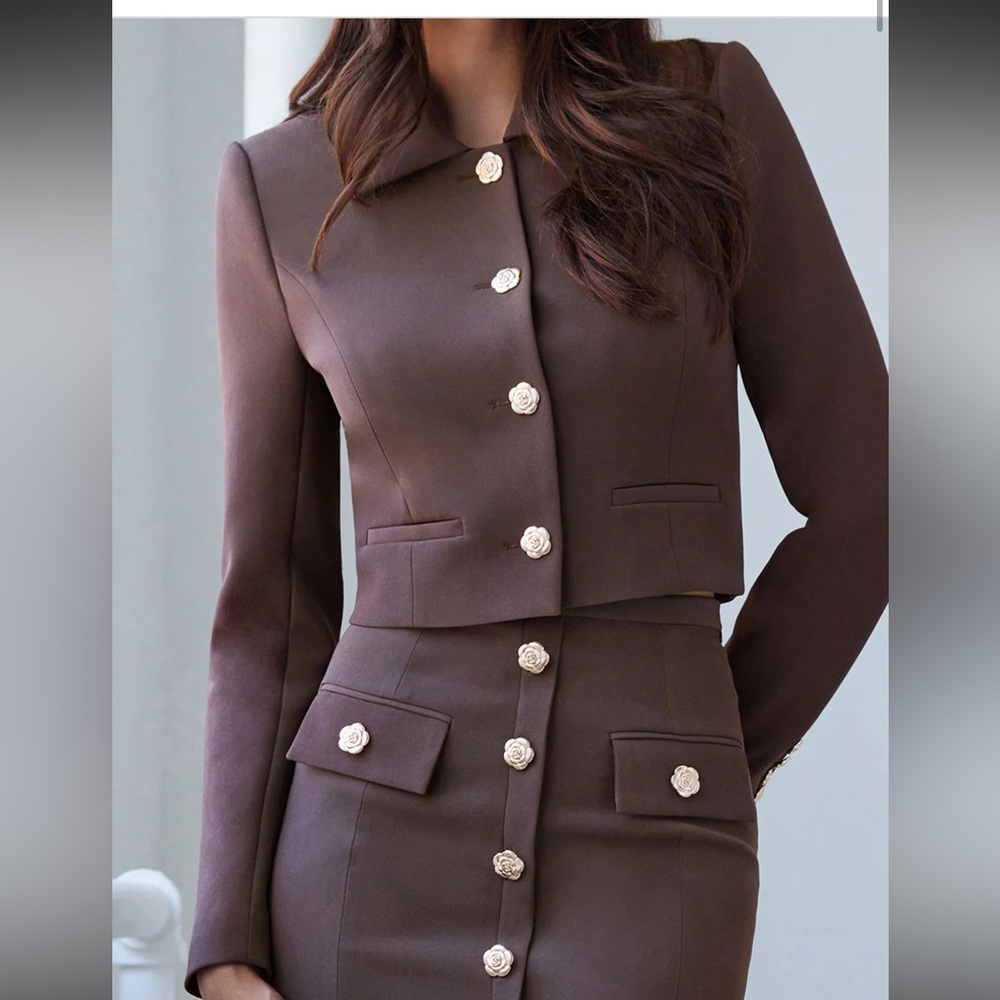 Generation Love Brown Blazer with Gold Buttons - Picture 2 of 8